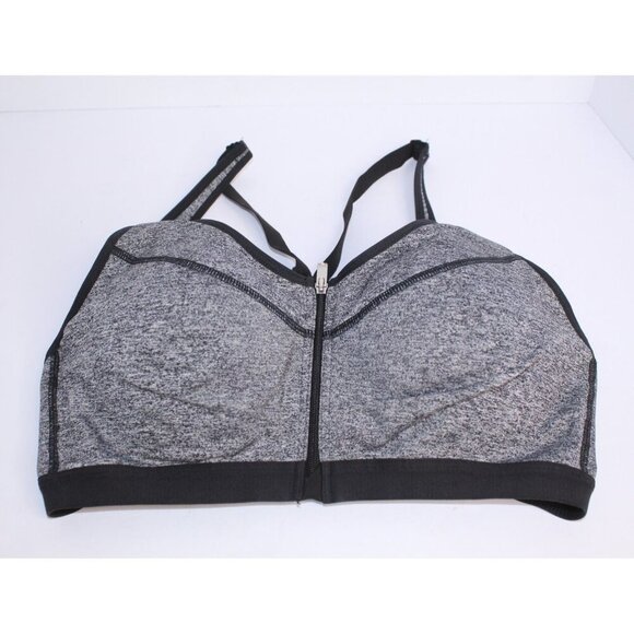 VSX Victoria's Secret Sport Bra 38C Black Heather Zipper Front Padded Underwire - Picture 4 of 13